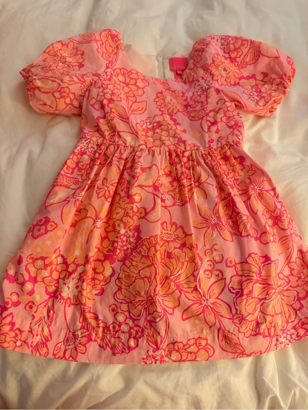 Lilly Pulitzer Pink & Coral Floral Puff-Sleeve Dress